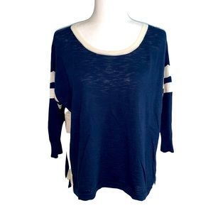 J Crew size small petite navy cream high low cotton